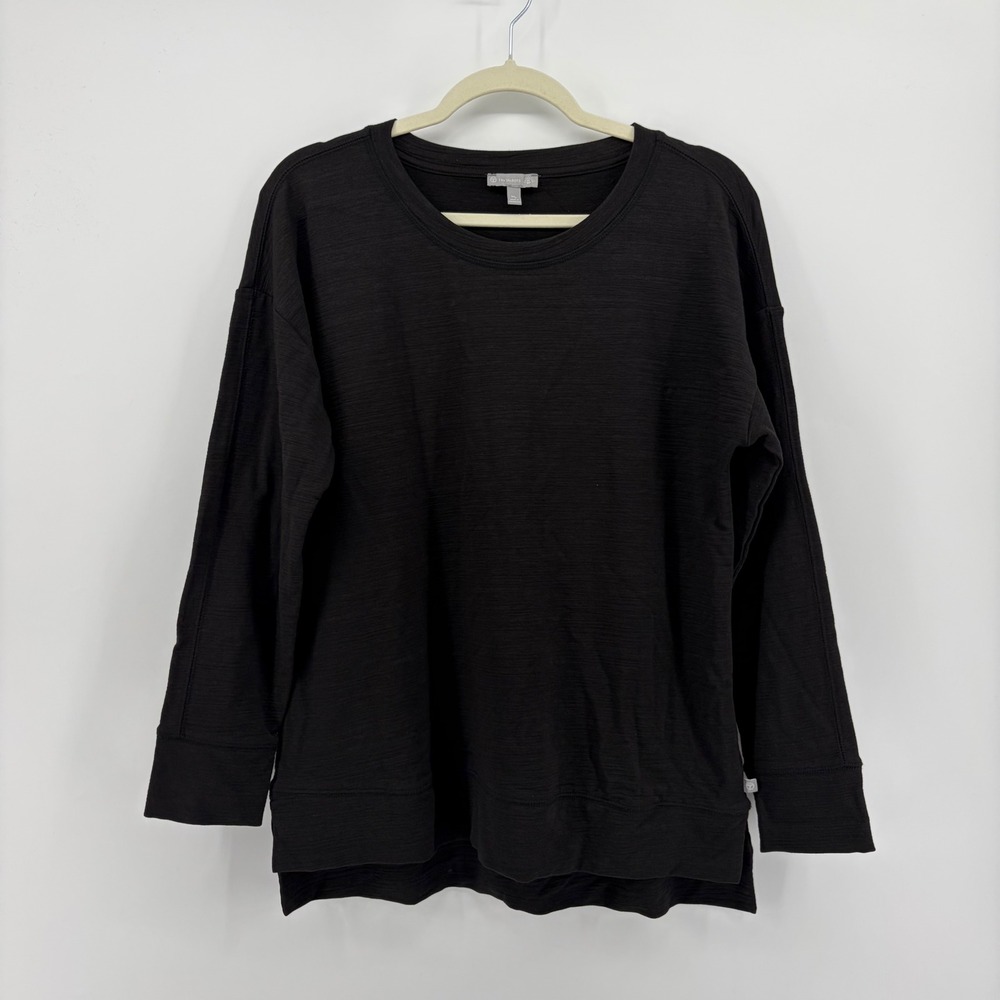 Talbots Womens MP Black T by Talbots UPF 50+ Slub Knit Top